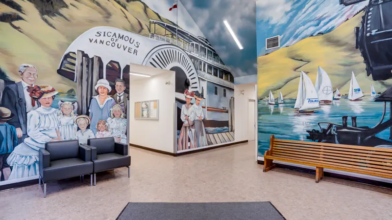 Foyer mural of the SS Sicamous and Okanagan Lake